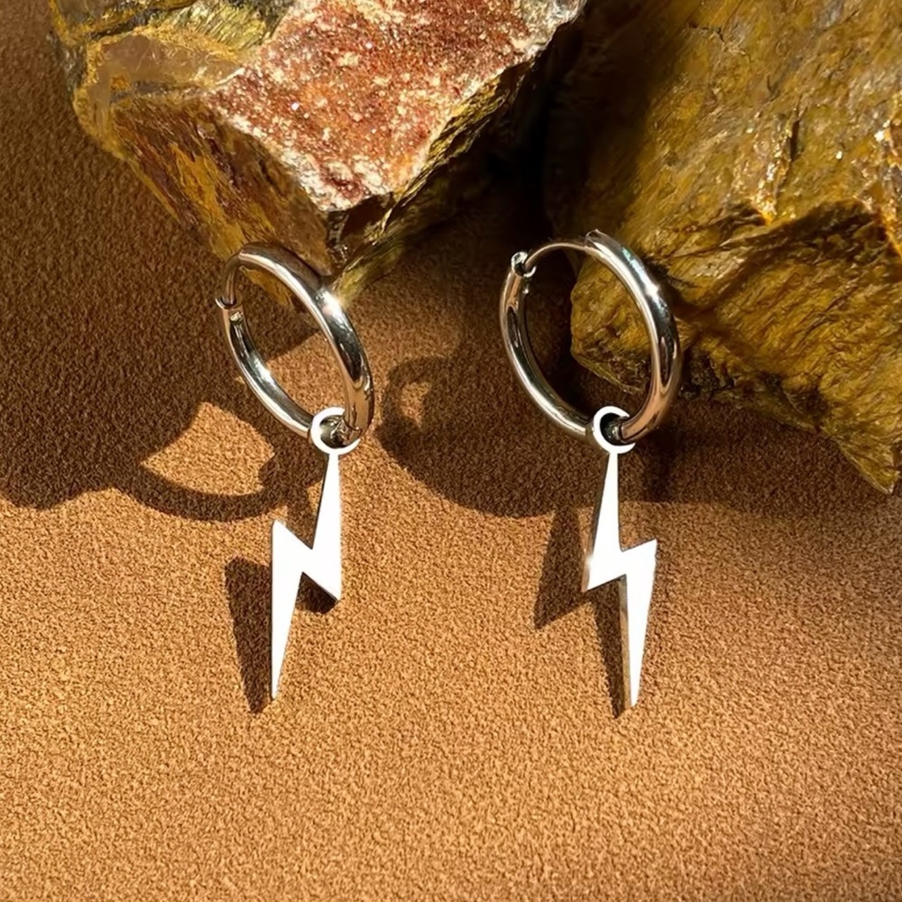 Stainless Steel Earrings New Lightning Plated Hoops Earrings